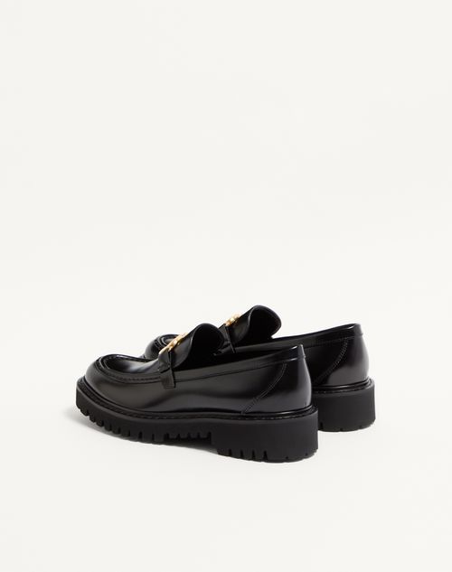 Valentino Garavani - Vlogo Signature Calfskin Loafer - Black - Woman - Loafers